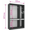 Kép 2/2 - BOSS 135 cm nyílóajtós gardrób 1 TÜKÖRREL - San Remo / Nero