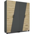 Kép 1/3 - ONIX 180 cm nyílóajtós gardrób TÜKÖR NÉLKÜL - Artisan Tölgy / Matt Sötétszürke