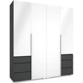 Kép 1/3 - SILVER 180 nyílóajtós gardrób - Matt Sötétszürke / Magasfényű Fehér