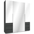 Kép 1/3 - SILVER 180 nyílóajtós gardrób 2 TÜKÖRREL - Matt Sötétszürke / Magasfényű Fehér