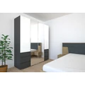 Kép 2/3 - SILVER 180 nyílóajtós gardrób 2 TÜKÖRREL - Matt Sötétszürke / Magasfényű Fehér