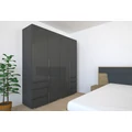 Kép 2/3 - SILVER 180 nyílóajtós gardrób - Matt Sötétszürke / Magasfényű Szürke