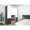 Kép 2/3 - SILVER 180 nyílóajtós gardrób 2 TÜKÖRREL - Matt Sötétszürke / Rusztik Fehér