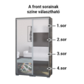 Kép 3/4 - BOND 120 cm magasfényű gardrób 1 TÜKÖRREL - VÁLASZTHATÓ SZÍNEKBEN