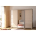 Kép 2/3 - BOND 239 cm magasfényű gardrób 1 TÜKÖRREL - Sonoma Tölgy / Magasfényű Beige üveg