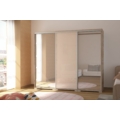 Kép 2/3 - BOND 239 cm magasfényű gardrób 2 TÜKÖRREL - Sonoma Tölgy / Magasfényű Beige üveg