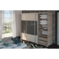 Kép 3/5 - BOND 3MF 239 cm TV-s gardrób - Sonoma Tölgy / Magasfényű Beige üveg / Magasfényű Antracit üveg