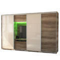 Kép 1/4 - BOND 2BL/2MF 318 cm TV-s gardrób - Canyon Tölgy / Magasfényű Beige üveg