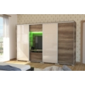 Kép 2/4 - BOND 2BL/2MF 318 cm TV-s gardrób - Canyon Tölgy / Magasfényű Beige üveg