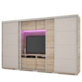 Kép 1/5 - BOND 2BL/2MF 318 cm TV-s gardrób - Sonoma Tölgy / Magasfényű Latte üveg