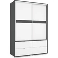 Kép 1/3 - CÉZÁR 140 cm tolóajtós gardrób - Matt Sötétszürke / Rusztik Fehér
