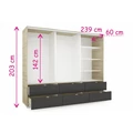 Kép 2/2 - CÉZÁR 239 cm tolóajtós gardrób - Sonoma Tölgy / Matt Sötétszürke