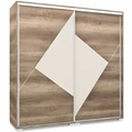 Kép 1/2 - COLUMBIA 200 cm tolóajtós gardrób - Canyon Tölgy / Magasfényű Beige