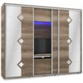 Kép 1/3 - DIAMOND 239 cm tükrös TV-s gardrób - Canyon Tölgy