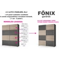 Kép 7/7 - FŐNIX 214 cm tolóajtós gardrób - VÁLASZTHATÓ SZÍNBEN