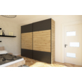 Kép 2/4 - FŐNIX 254 cm tolóajtós gardrób - Artisan Tölgy / Nero / Fekete profil "A"