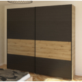 Kép 1/4 - FŐNIX 254 cm tolóajtós gardrób - Artisan Tölgy / Nero / Fekete profil "B"