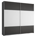Kép 1/3 - FŐNIX 254 cm tolóajtós gardrób - Nero / Rusztik Fehér / Szürke profil "B"