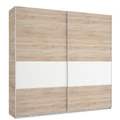 Kép 1/3 - FŐNIX 254 cm tolóajtós gardrób - Sonoma Tölgy / Rusztik Fehér / Szürke profil