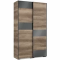 Kép 1/3 - FŐNIX 134 cm magasfényű gardrób - Canyon Tölgy / MF. Antracit / Fekete profil