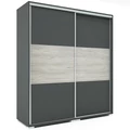 Kép 1/2 - LUX 180 cm tolóajtós gardrób - Matt Sötétszürke (korpusz-ajtó) / Katthult (betét)