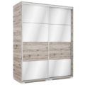 Kép 1/2 - MIRROR 160 cm tükrös tolóajtós gardrób - San Remo / Magasfényű San Remo betét