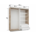 Kép 3/3 - MIRROR 180 cm tükrös tolóajtós gardrób - Katthult / Magasfényű Katthult betét