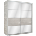 Kép 1/3 - MIRROR 180 cm tükrös tolóajtós gardrób - Katthult / Magasfényű Katthult betét