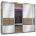 Kép 1/3 - MIRROR 239 cm tükrös TV-s gardrób - Canyon Tölgy / Magasfényű Canyon Tölgy