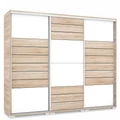 Kép 1/2 - NÍLUS 239 cm magasfényű gardrób - Sonoma Tölgy / Magasfényű Fehér üveg