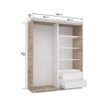 Kép 3/3 - PORTO 160 cm tolóajtós gardrób 1 FÓZOLT tükrös ajtóval - VÁLASZTHATÓ SZÍNBEN
