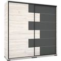 Kép 1/4 - STONE 200 cm tolóajtós gardrób - Justus Tölgy / Matt Sötétszürke / Fekete profil