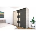 Kép 2/4 - STONE 200 cm tolóajtós gardrób - Justus Tölgy / Matt Sötétszürke / Fekete profil