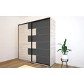 Kép 3/4 - STONE 200 cm tolóajtós gardrób - Justus Tölgy / Matt Sötétszürke / Fekete profil