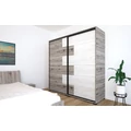 Kép 2/3 - STONE 200 cm tolóajtós gardrób - San Remo / Fehér Tölgy / Fekete profil