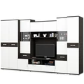 Kép 1/4 - BASEL nappali szekrénysor 355 cm LED világítással - Nero / Bianco