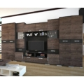 Kép 1/3 - BASEL nappali szekrénysor 400 cm LED világítással - Nero / Iszap Tölgy