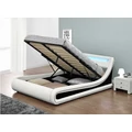 Kép 2/3 - MANILA NEW ágykeret 180x200-as ÁGYNEMŰTARTÓS, FEHÉR - FEKETE textilbőr LED világítással