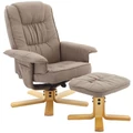 Kép 2/3 - LERATO állítható, forgó pihenőfotel lábtartóval - Barnás szürke szövet / Natúr