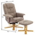 Kép 3/3 - LERATO állítható, forgó pihenőfotel lábtartóval - Barnás szürke szövet / Natúr