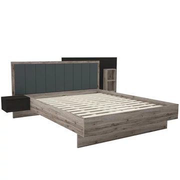 LISSZABON ágykeret ágyráccsal 160x200 cm - San Remo / Nero + 1 db Éjjeliszekrény és lerakópolc