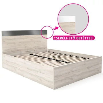 ZEUSZ ágykeret ágyráccsal 160x200 cm - Justus Tölgy
