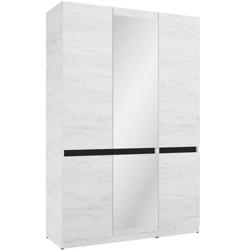 BOSS 135 cm nyílóajtós gardrób 1 TÜKÖRREL - Fehér Tölgy / Nero
