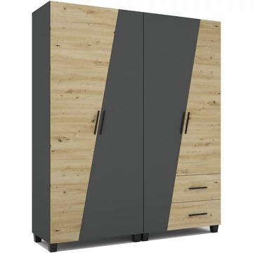 ONIX 180 cm nyílóajtós gardrób TÜKÖR NÉLKÜL - Artisan Tölgy / Matt Sötétszürke