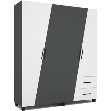ONIX 180 cm nyílóajtós gardrób TÜKÖR NÉLKÜL - Rusztik Fehér / Matt Sötétszürke