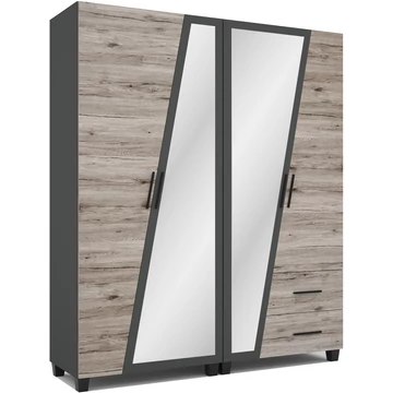 ONIX 180 cm nyílóajtós gardrób TÜKÖRREL - San Remo / Matt Sötétszürke