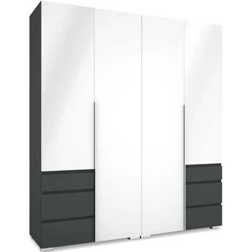 SILVER 180 nyílóajtós gardrób - Matt Sötétszürke / Magasfényű Fehér