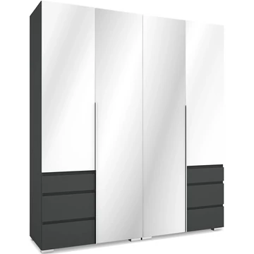 SILVER 180 nyílóajtós gardrób 2 TÜKÖRREL - Matt Sötétszürke / Magasfényű Fehér