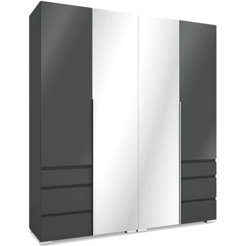 SILVER 180 nyílóajtós gardrób 2 TÜKÖRREL - Matt Sötétszürke / Magasfényű Szürke