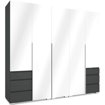 SILVER 225 nyílóajtós gardrób - Matt Sötétszürke / Magasfényű Fehér